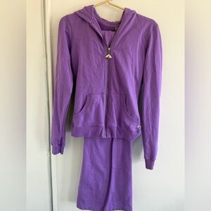Twisted Heart  y2k 2 pcs set purple size M full zip hoodie and flair pants